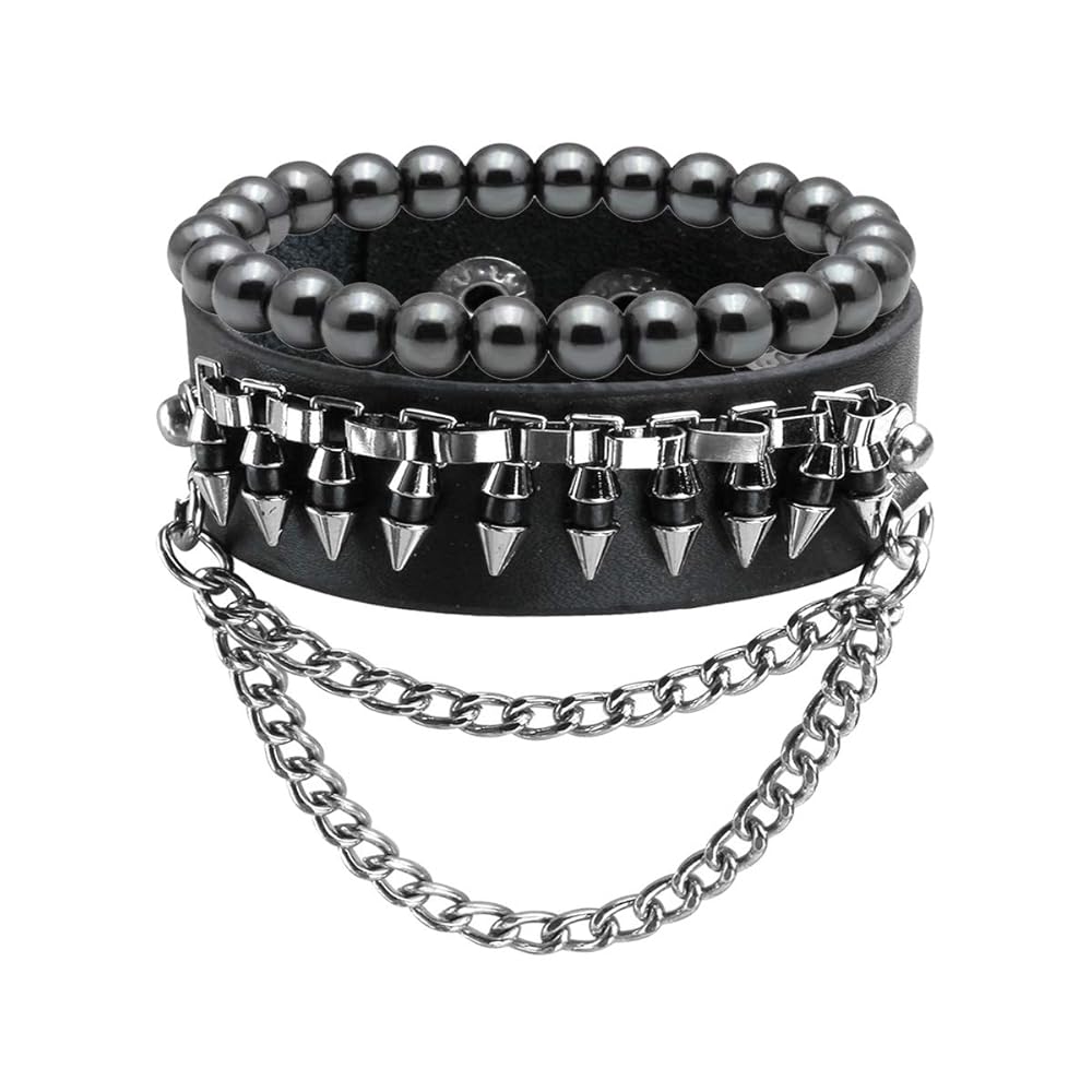 Amazon.com: Eigso Punk Leather Cuff Bracelets for Men Women